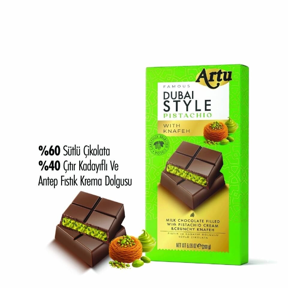Çıtır Kadayıf ve Fıstık Krema Dolgulu Sütlü Çikolata, 200 gr (6'lı Paket)