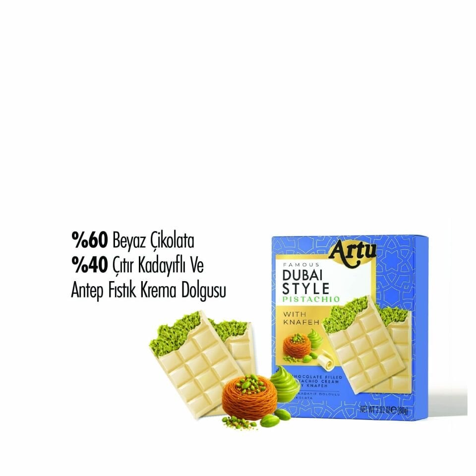Çıtır Kadayıf ve Fıstık Krema Dolgulu Beyaz Çikolata, 80 gr