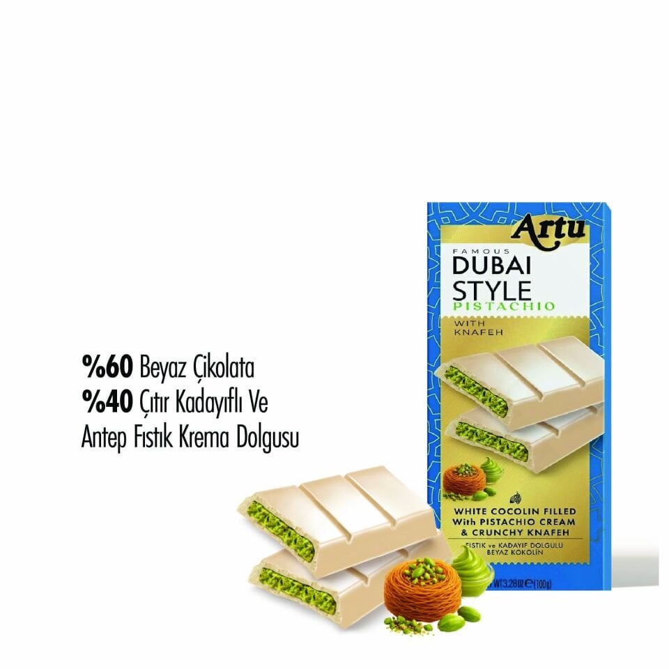 Çıtır Kadayıf ve Fıstık Krema Dolgulu Beyaz Çikolata, 100 gr