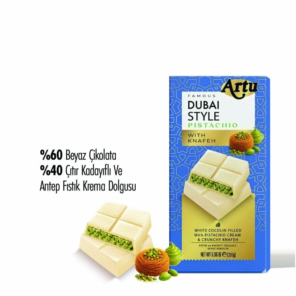 Çıtır Kadayıf ve Fıstık Krema Dolgulu Beyaz Çikolata, 200 g (6'lı Paket)