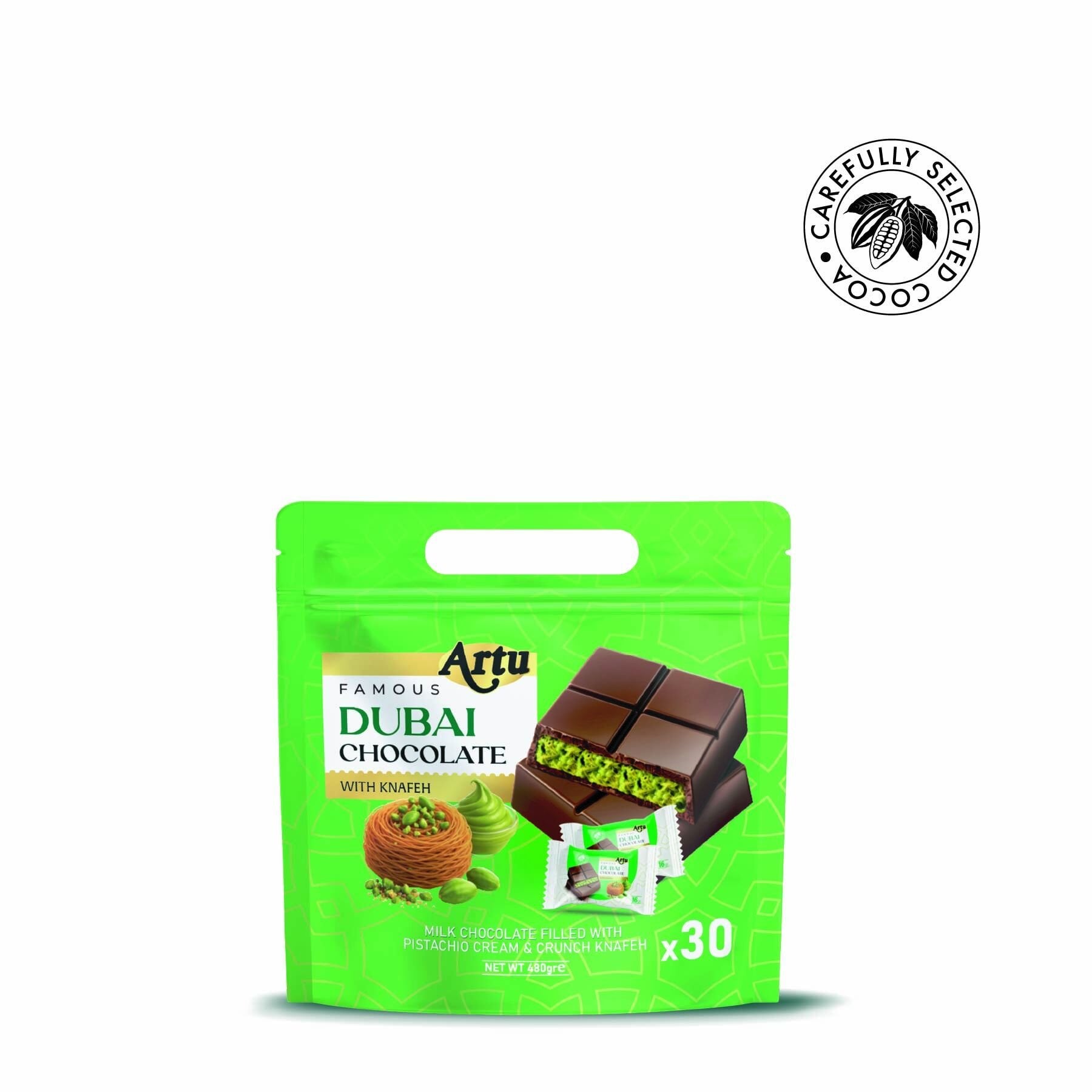 Çıtır Kadayıf ve Fıstık Krema Dolgulu Sütlü Çikolata (Doypack), 480 gr