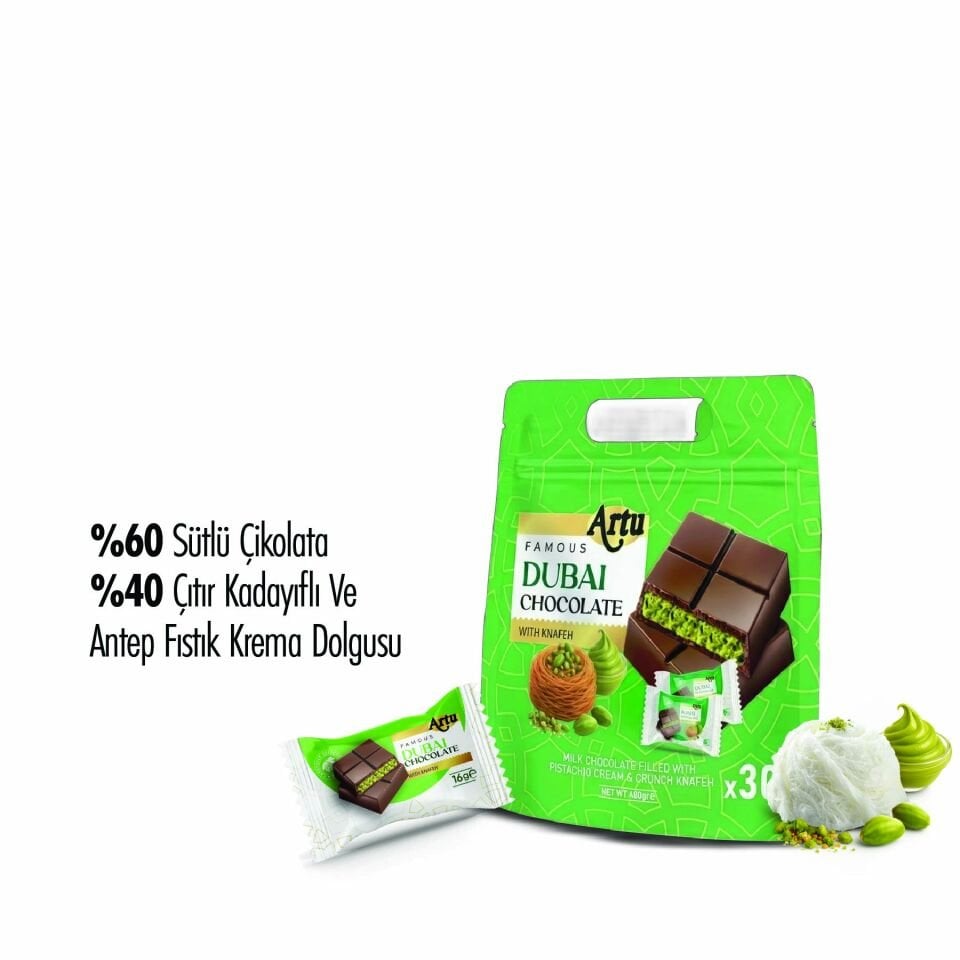 Çıtır Kadayıf ve Fıstık Krema Dolgulu Sütlü Çikolata (Doypack), 480 gr