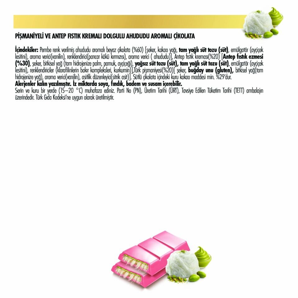 Angel Hair Antep Fıstıklı Kremalı Pişmaniye Dolgulu Ahududu Aromalı Çikolata, 80 g (10'lu Paket)