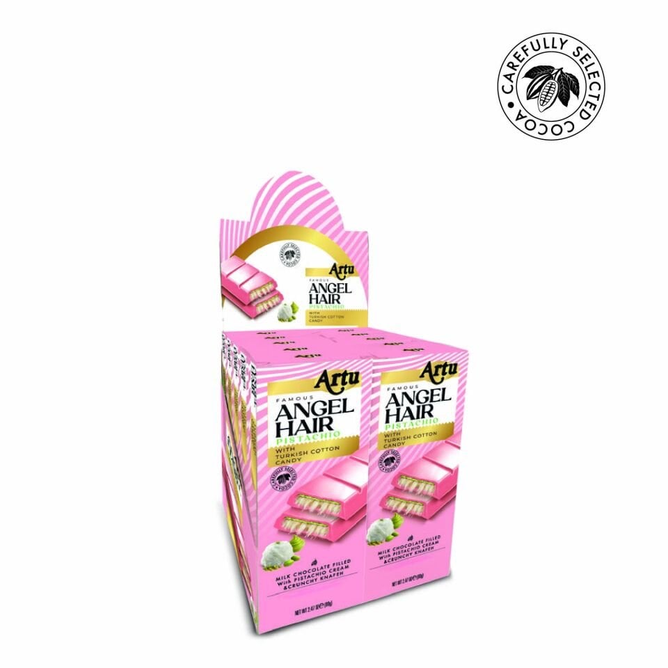 Angel Hair Antep Fıstıklı Kremalı Pişmaniye Dolgulu Ahududu Aromalı Çikolata, 80 g (10'lu Paket)