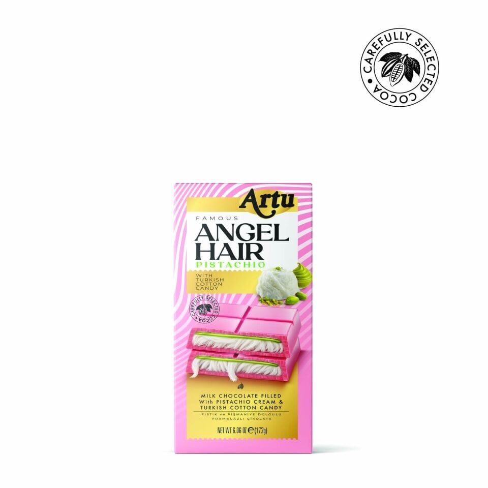 Angel Hair Antep Fıstıklı Kremalı Pişmaniye Dolgulu Ahududu Aromalı Çikolata, 165 gr