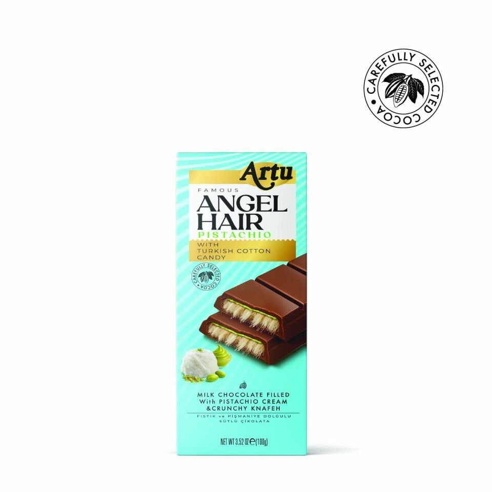 Angel Hair Antep Fıstıklı Kremalı Pişmaniye Dolgulu Sütlü Çikolata, 80 gr