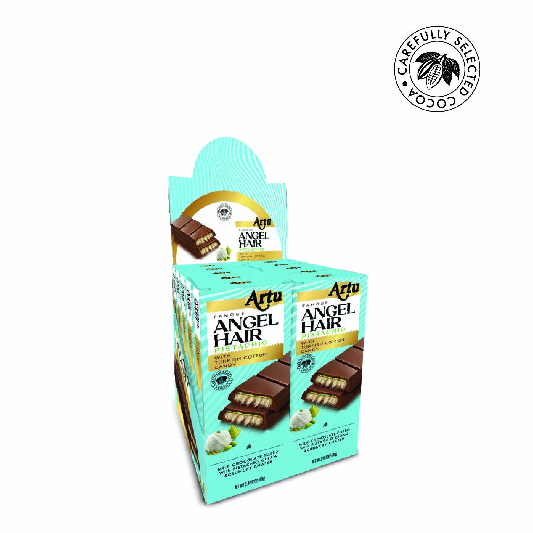 Angel Hair Antep Fıstıklı Kremalı Pişmaniye Dolgulu Sütlü Çikolata, 80 g (10'lu Paket)