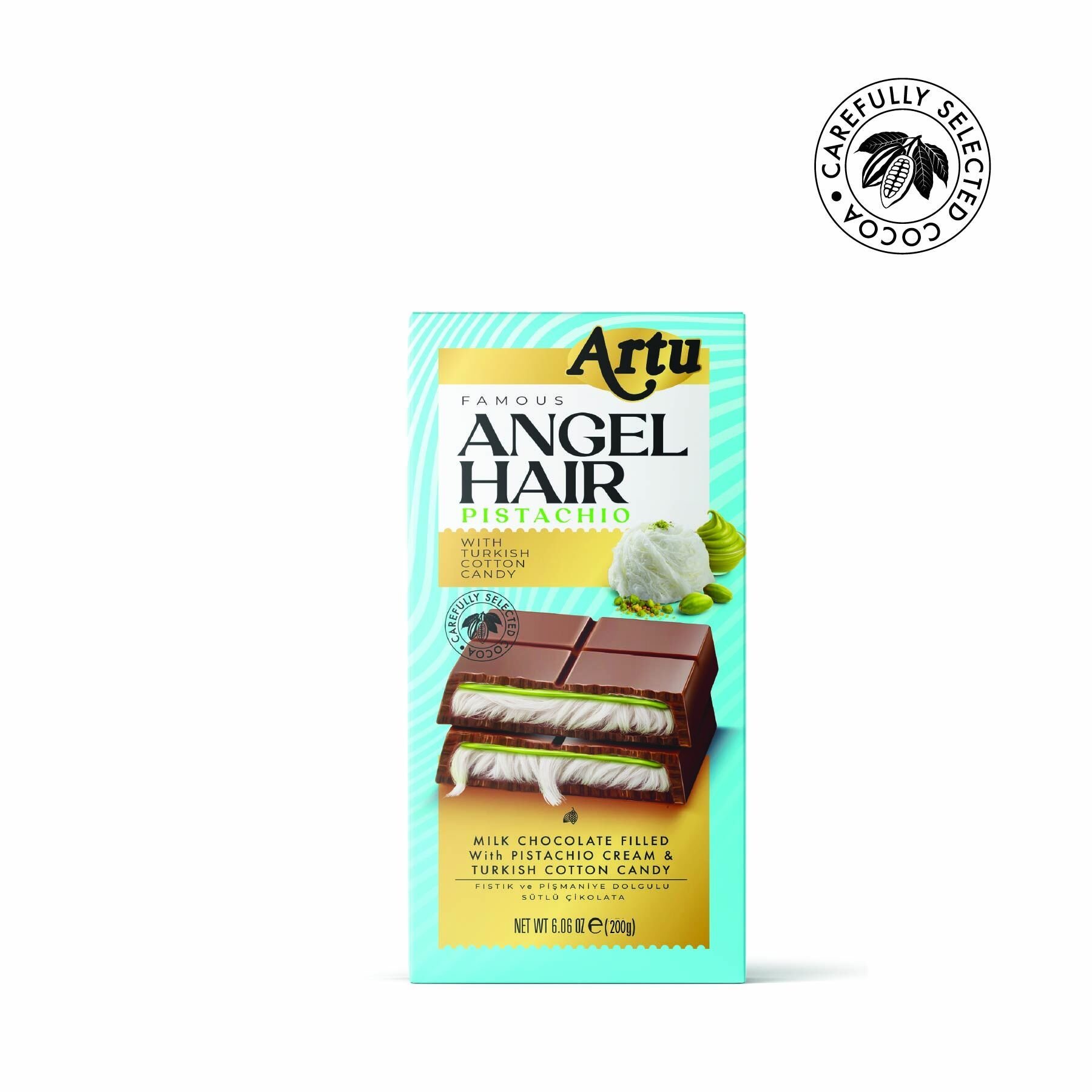 Angel Hair Antep Fıstıklı Kremalı Pişmaniye Dolgulu Sütlü Çikolata, 165 gr