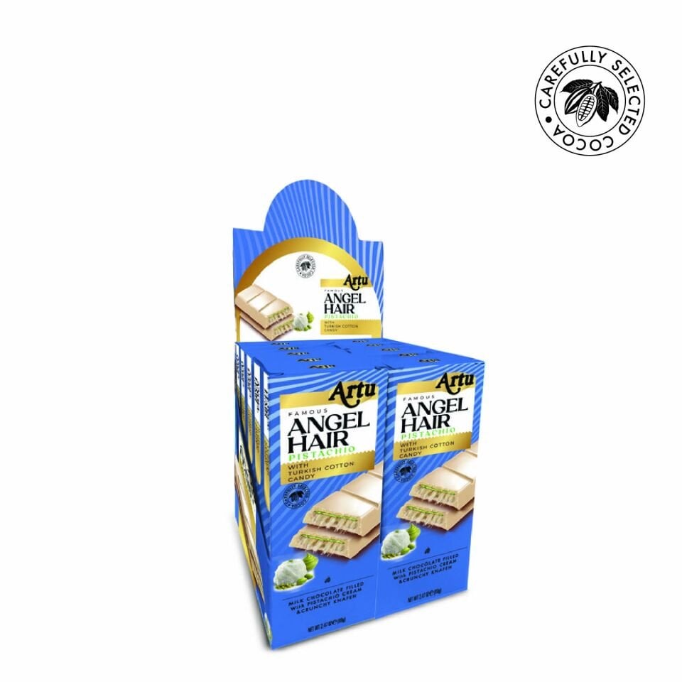 Angel Hair Antep Fıstıklı Kremalı Pişmaniye Dolgulu Beyaz Çikolata, 80 g (10'lu Paket)