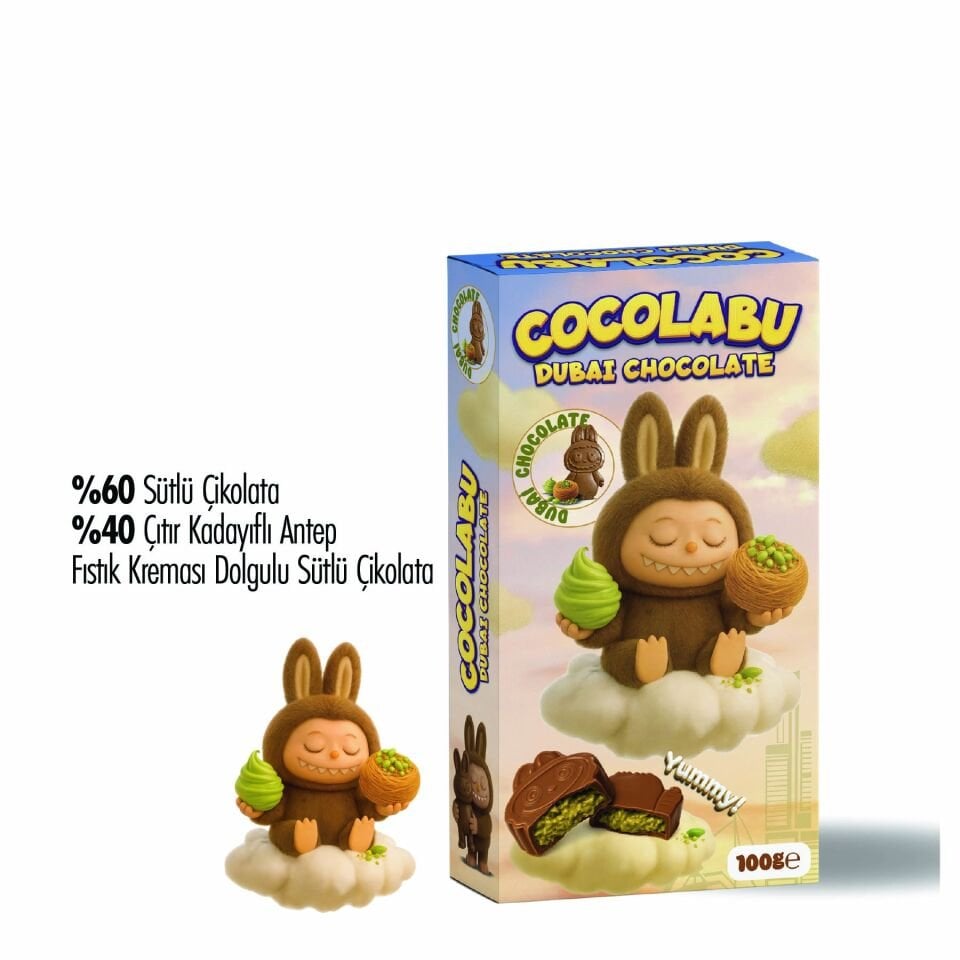 Cocolabu Çıtır Kadayıf ve Fıstık Krema Dolgulu Sütlü Çikolata, 100 gr
