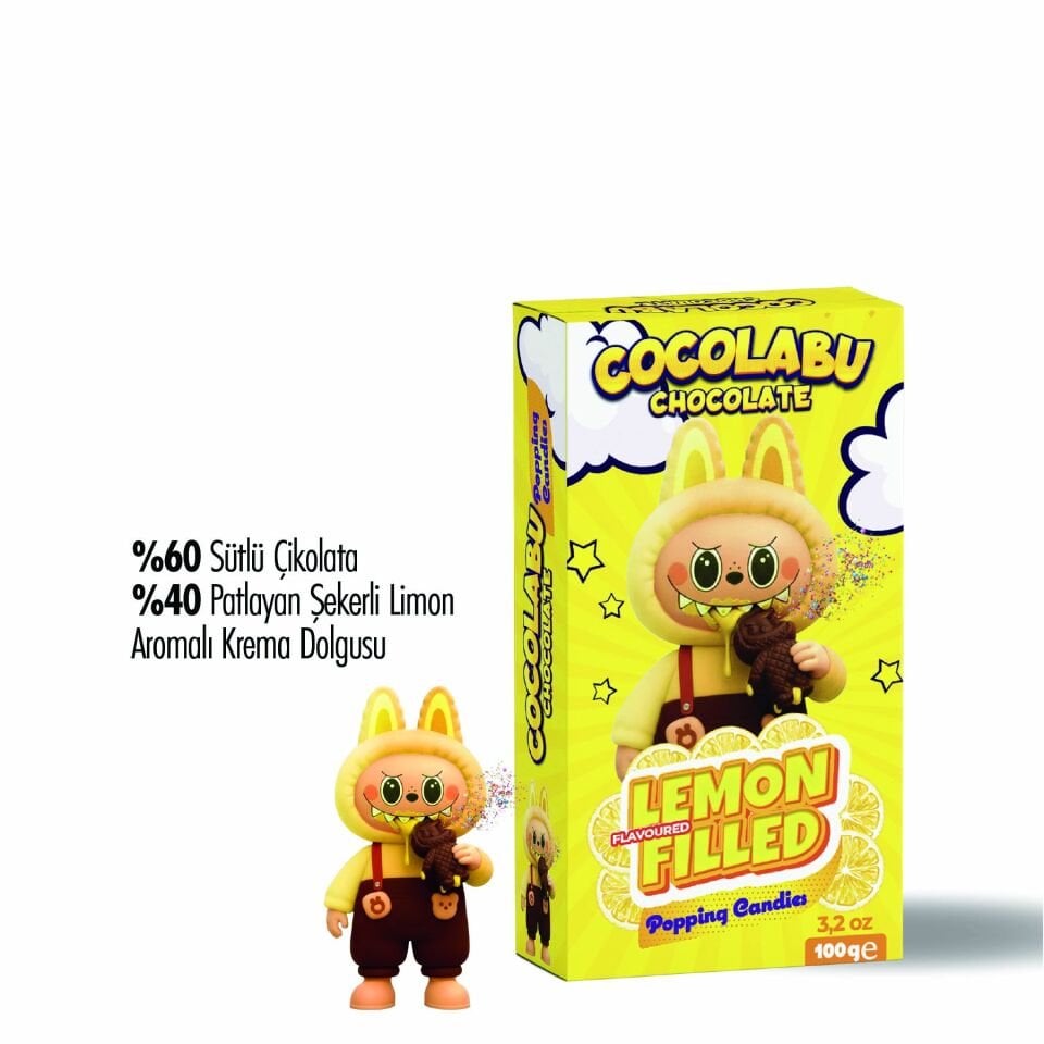 Cocolabu Limon Aroma Dolgulu Çikolata, 100 g (12'li Paket)