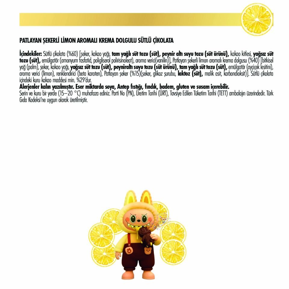 Cocolabu Limon Aroma Dolgulu Çikolata, 100 gr