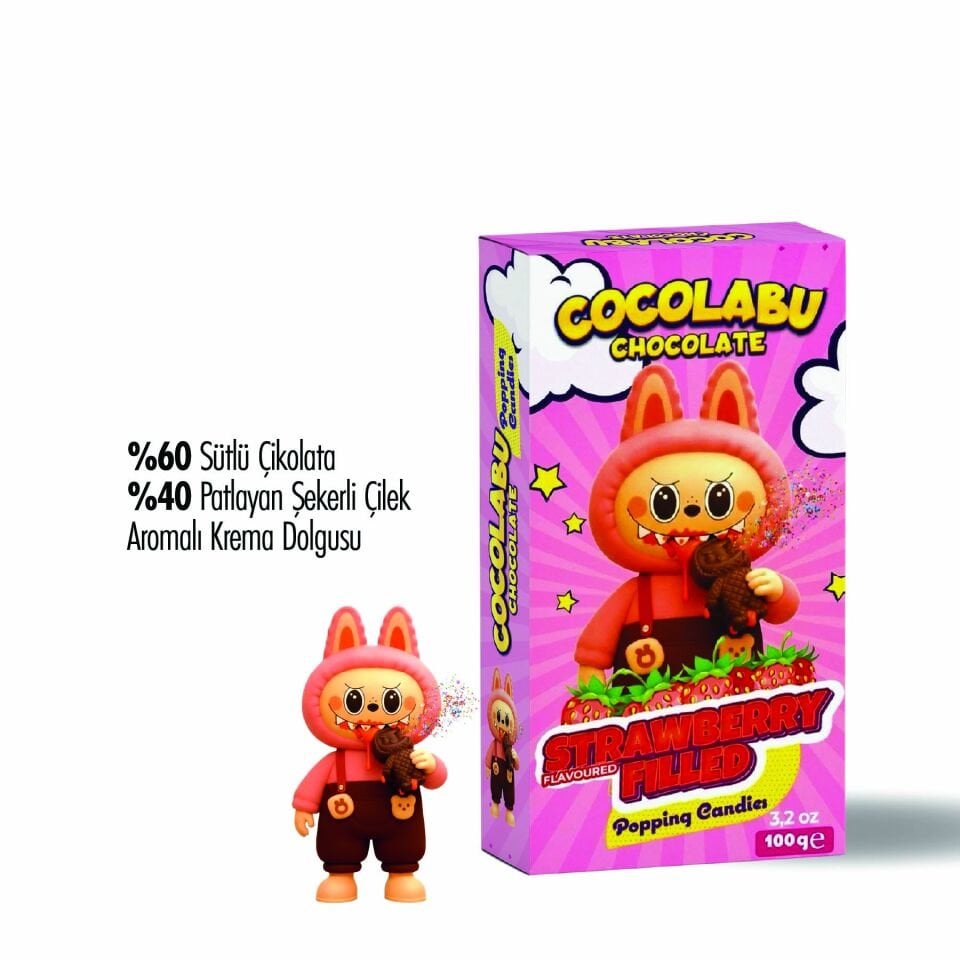 Cocolabu Çilek Aroma Dolgulu Çikolata, 100 gr