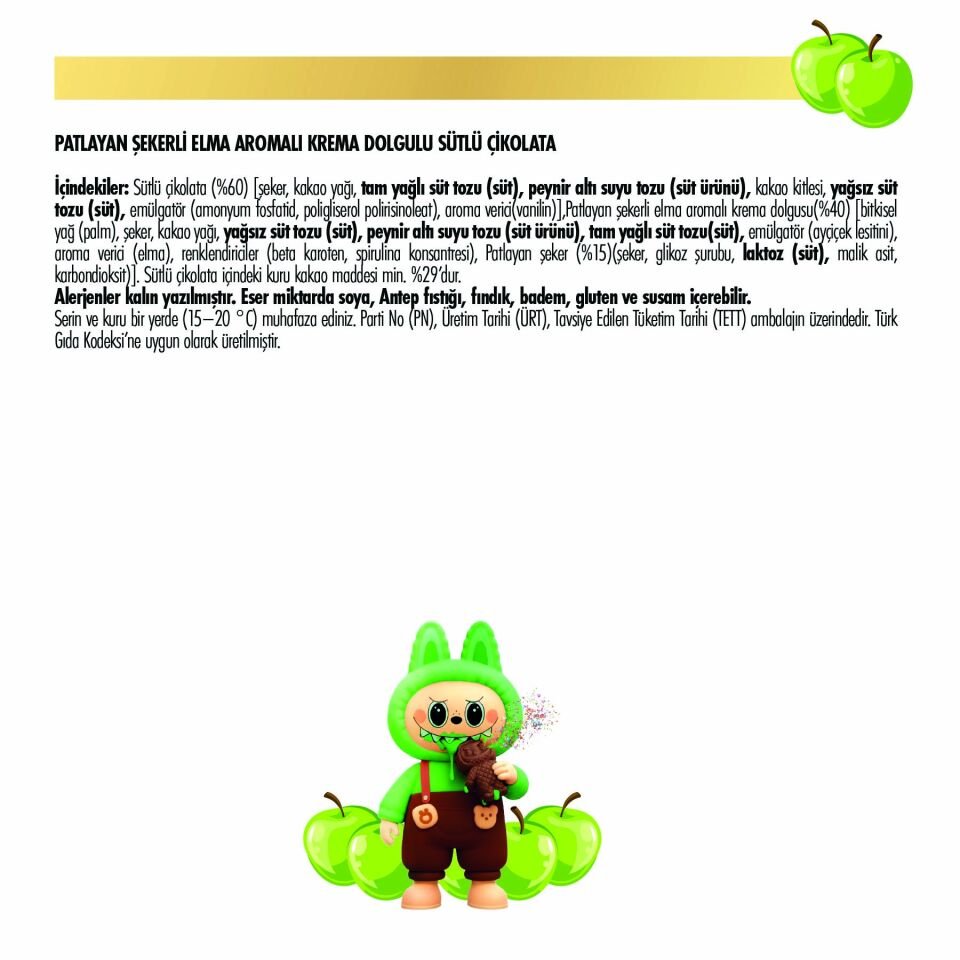 Cocolabu Elma Aroma Dolgulu Çikolata, 100 gr