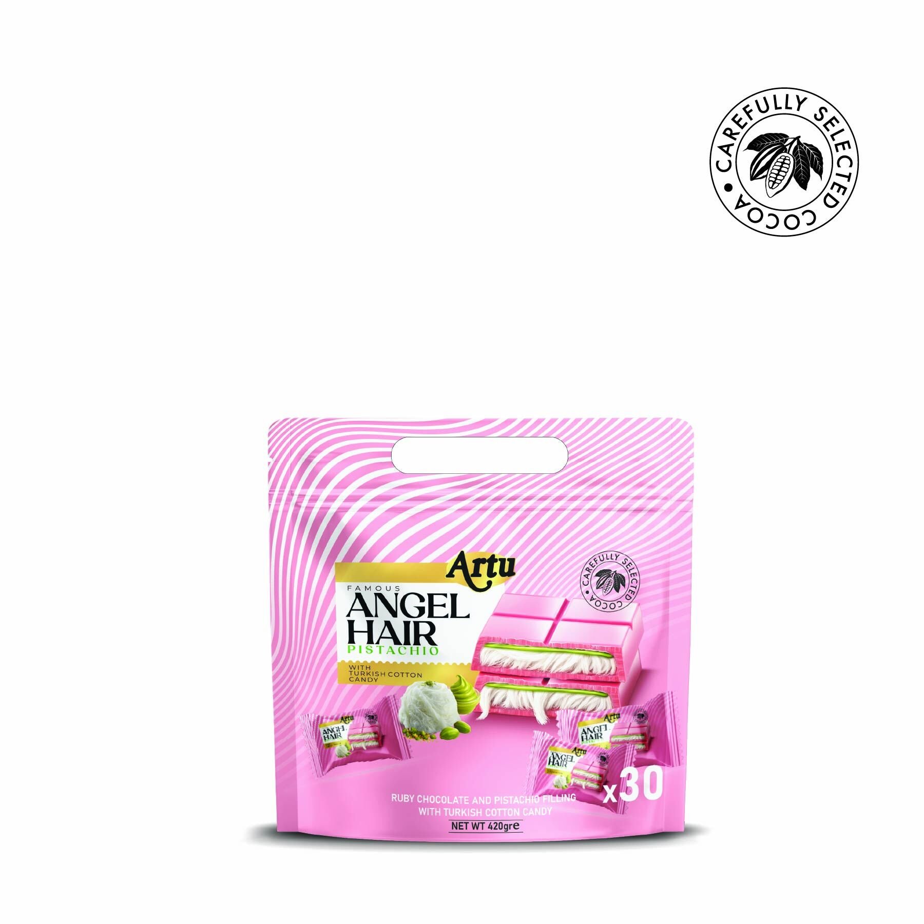 Antep Fıstıklı Kremalı Pişmaniye Dolgulu Beyaz Çikolata (Doypack), 480 g