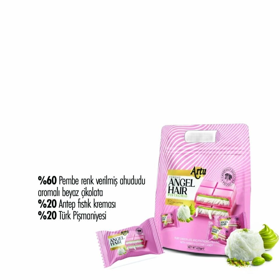 Antep Fıstıklı Kremalı Pişmaniye Dolgulu Beyaz Çikolata (Doypack), 480 g