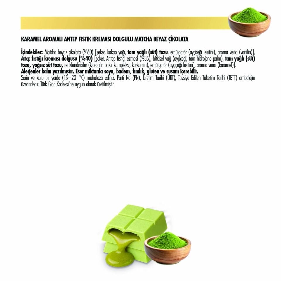 Matcha Kremalı Sütlü Çikolata (Doypack), 480g