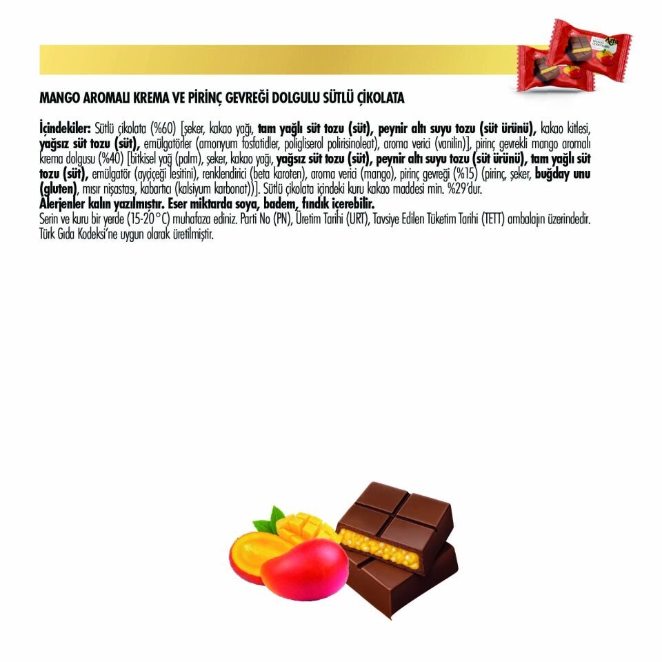 Mango Kremalı Sütlü Çikolata (Doypack), 480g