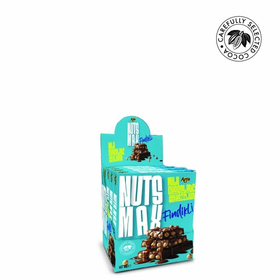 Nutsmax Fındıklı Sütlü Tablet Çikolata, 80 g (6'lı Paket)