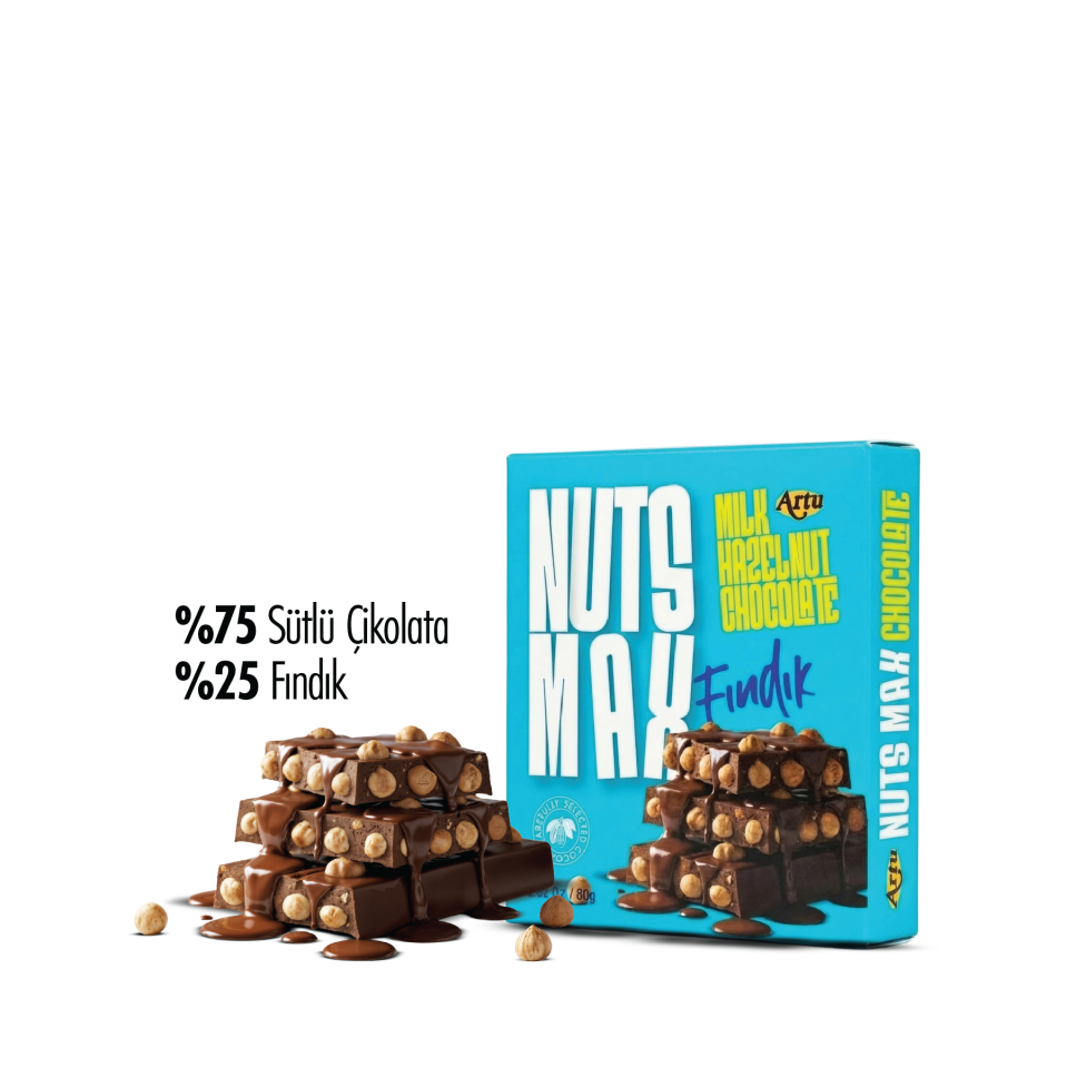 Nutsmax Fındıklı Sütlü Tablet Çikolata, 80 g (6'lı Paket)
