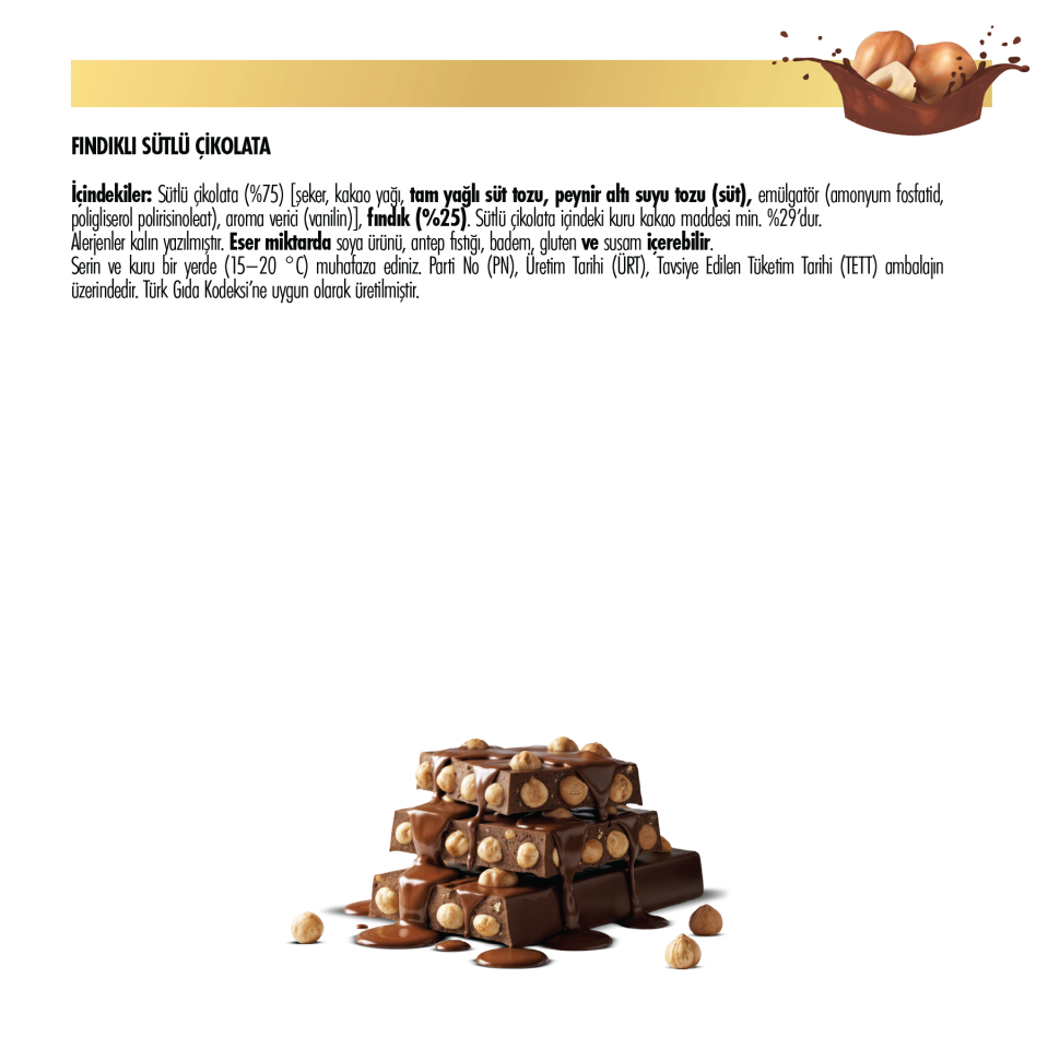 Nutsmax Fındıklı Sütlü Tablet Çikolata, 80 g