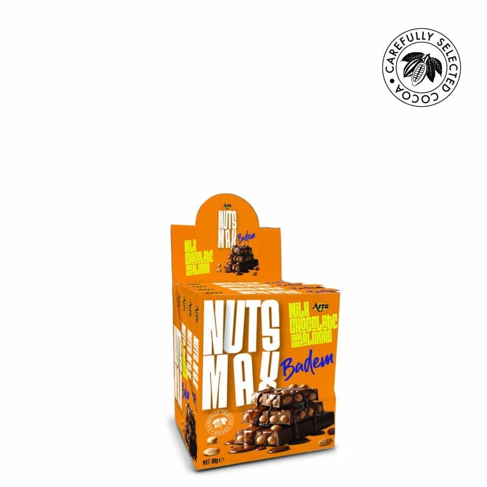 Nutsmax Bademli Sütlü Tablet Çikolata, 80 g (6'lı Paket)