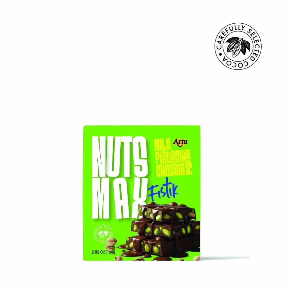 Nutsmax Antep Fıstıklı Sütlü Tablet Çikolata, 80 g