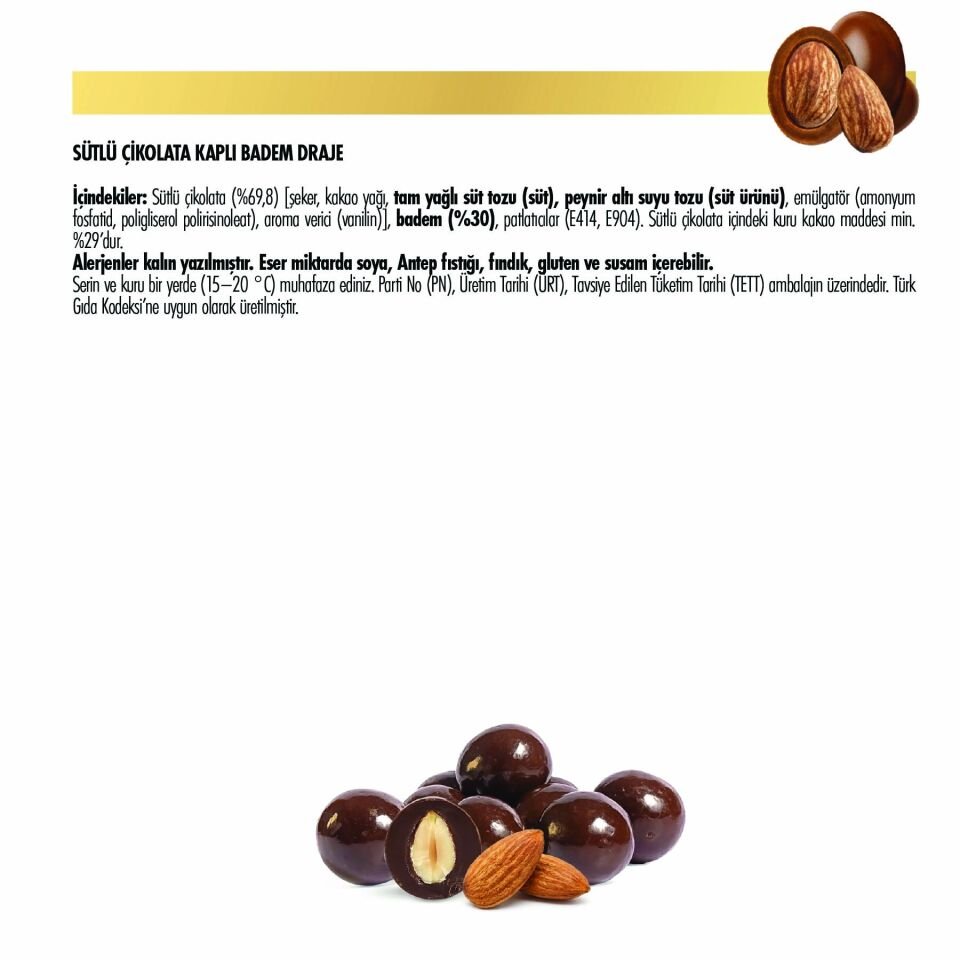 Çikolata Kaplı Badem Draje, 80 g