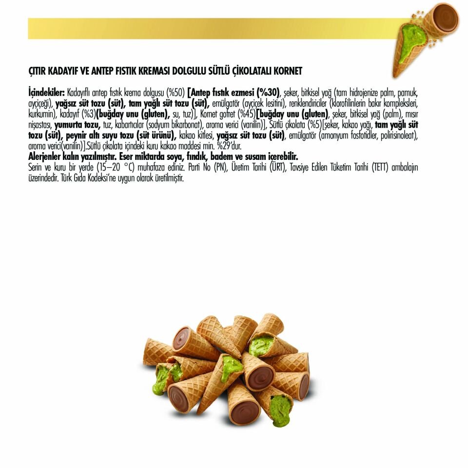 Dubai Çikolata Dolgulu Kornet, 90g