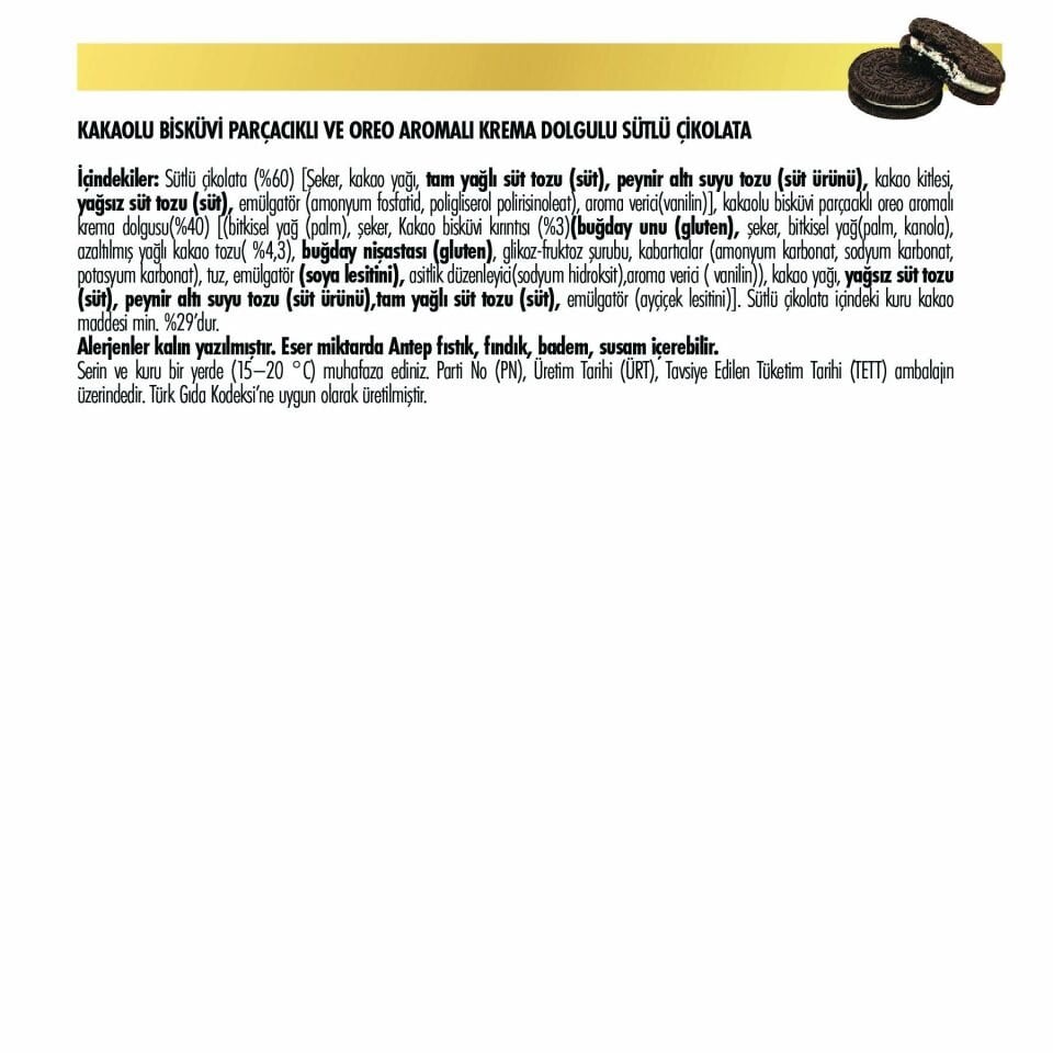 Milky Pick Oreo Krema Dolgulu Çikolata, 80g