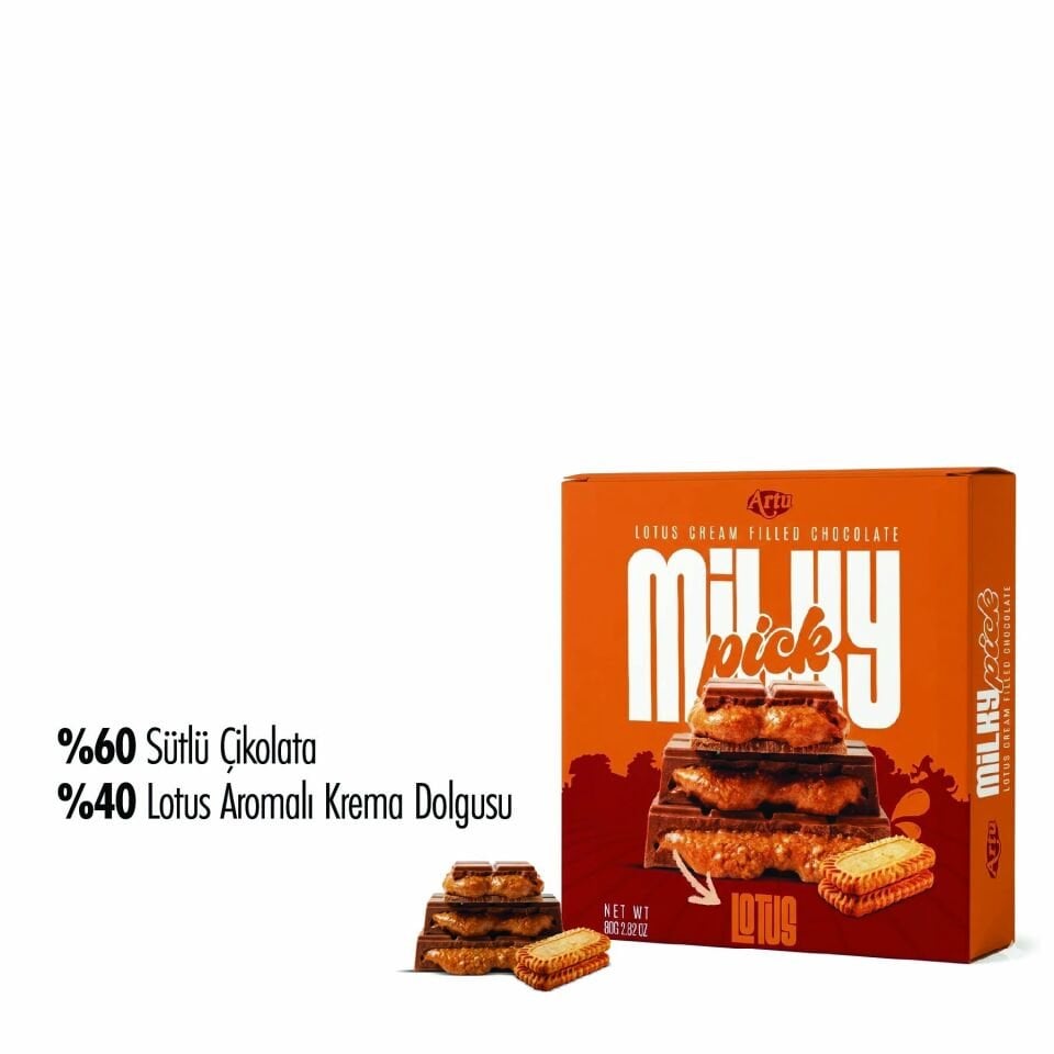 Milky Pick Lotus Krema Dolgulu Çikolata, 80g (6'lı Paket)