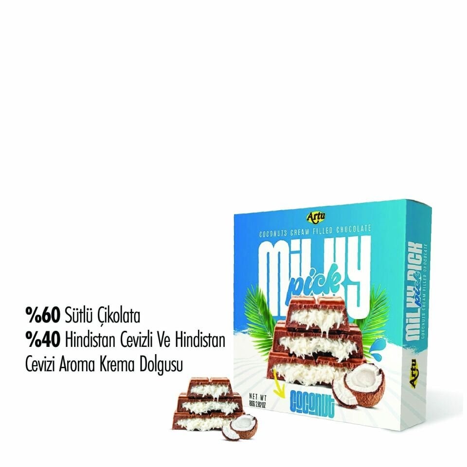 Milky Pick Hindistan Cevizi Krema Dolgulu Çikolata, 80g (6'lı Paket)