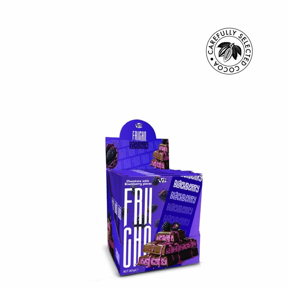 Frucho Böğürtlen Meyve Şekerlemesi Parçacıklı Sütlü Çikolata, 80g (6'lı Paket)
