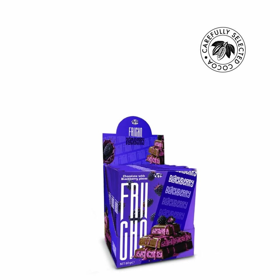 Frucho Böğürtlen Meyve Şekerlemesi Parçacıklı Sütlü Çikolata, 80g (6'lı Paket)
