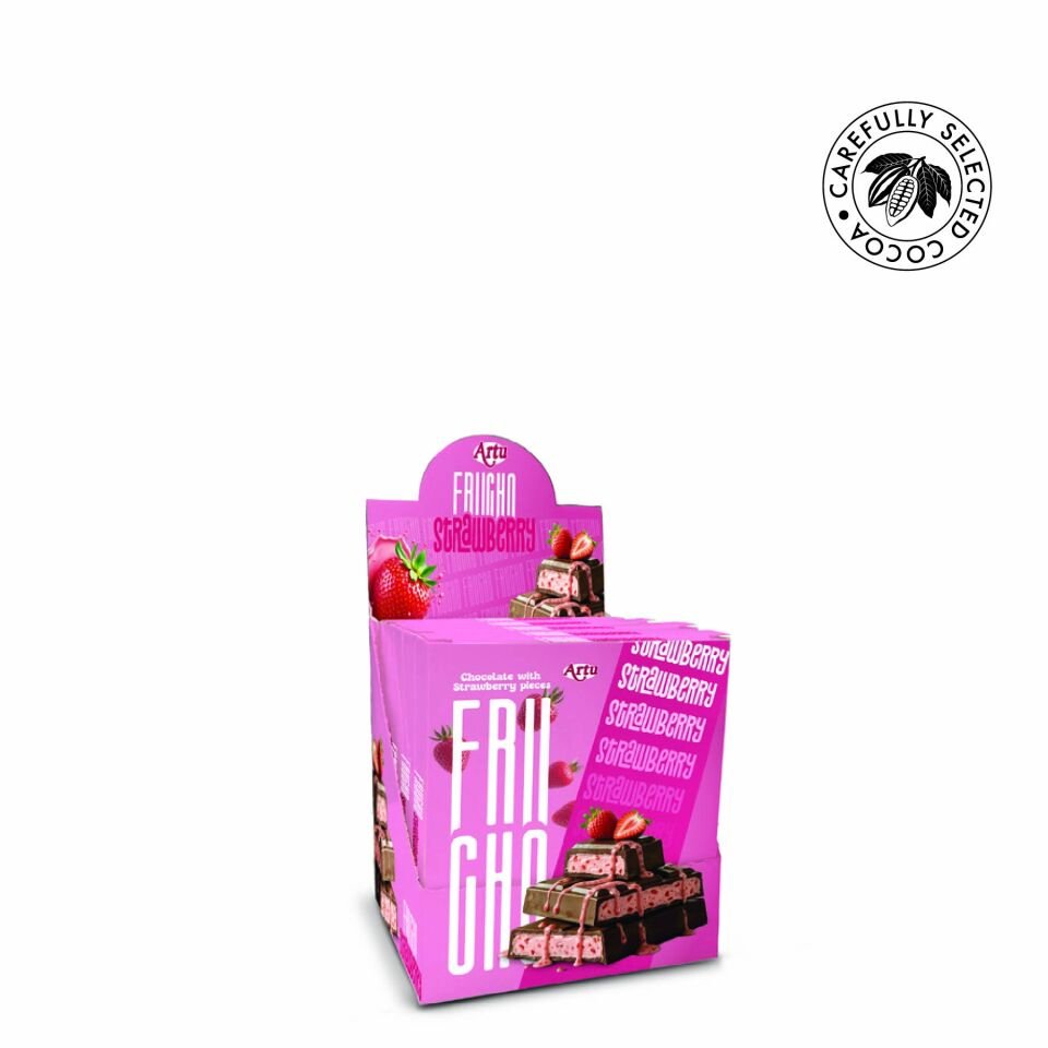 Frucho Çilek Meyve Şekerlemesi Parçacıklı Sütlü Çikolata, 80 g (6'lı Paket)