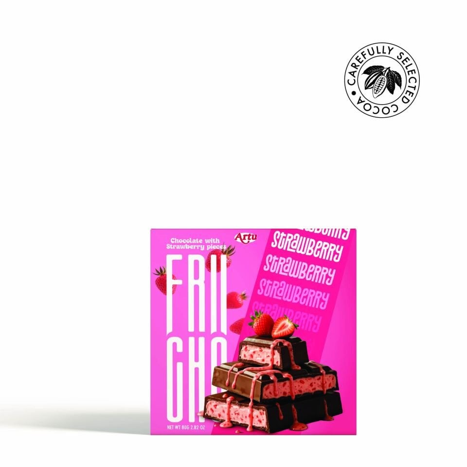 Frucho Çilek Meyve Şekerlemesi Parçacıklı Sütlü Çikolata, 80 g