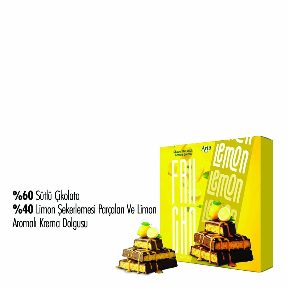 Frucho Limon Meyve Şekerlemesi Parçacıklı Sütlü Çikolata, 80 g (6'lı Paket)