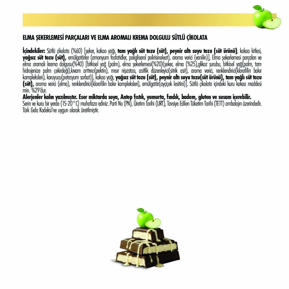 Frucho Elma Meyve Şekerlemesi Parçacıklı Sütlü Çikolata, 80 g