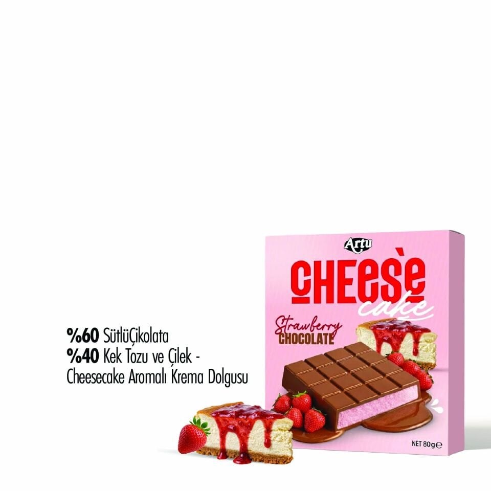 Cheese Cake Çilekli Çikolata, 80g (6'lı Paket)