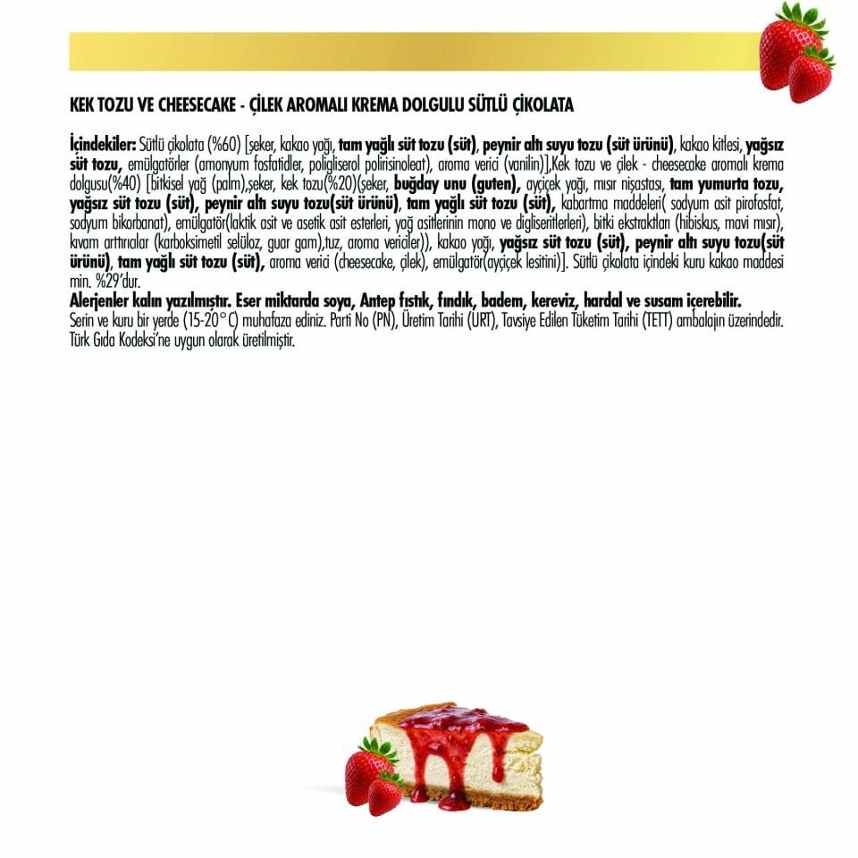 Cheese Cake Çilekli Çikolata 80g