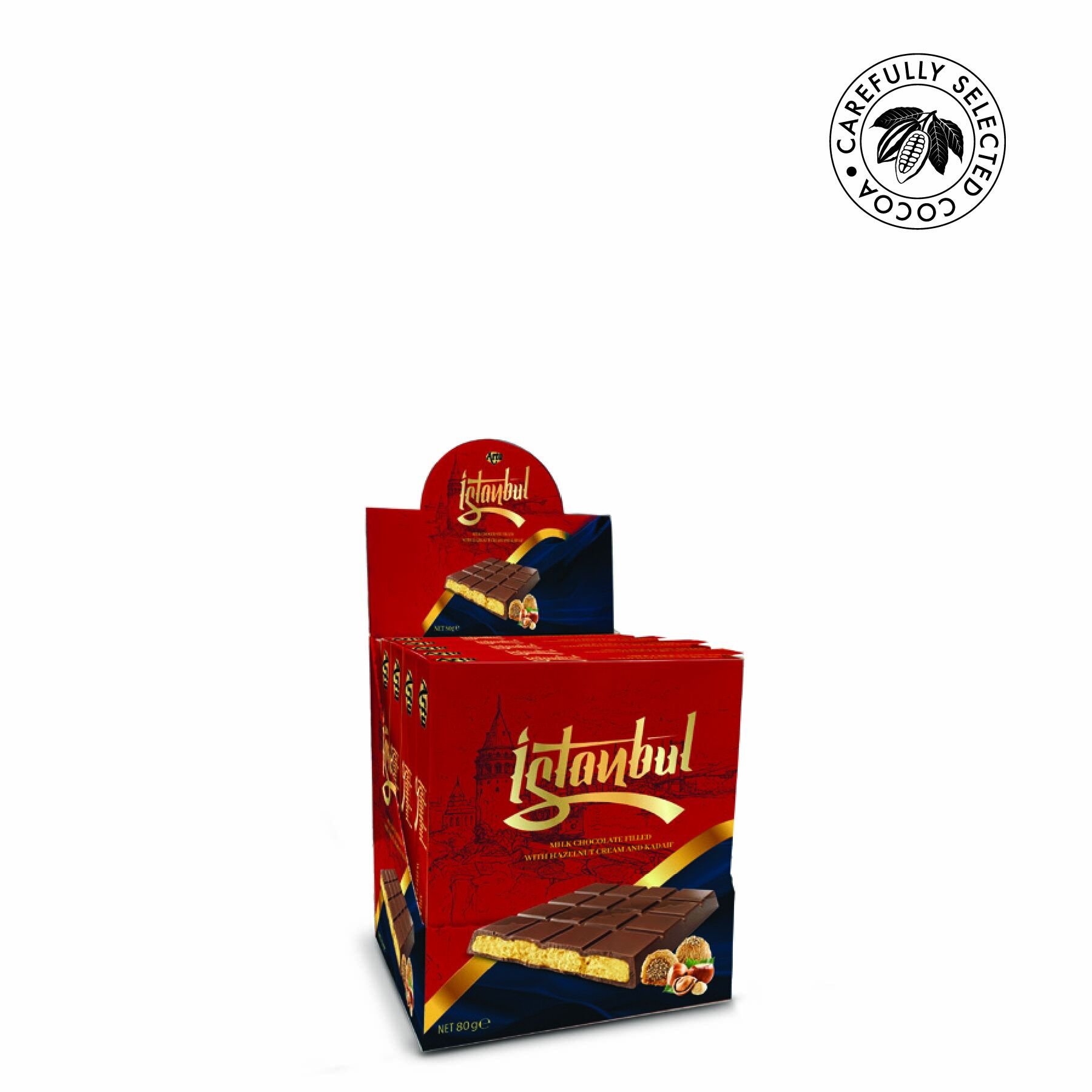 İstanbul Fındık Dolgulu Çıtır Kadayıflı Sütlü Çikolata 80g (6'lı Paket)