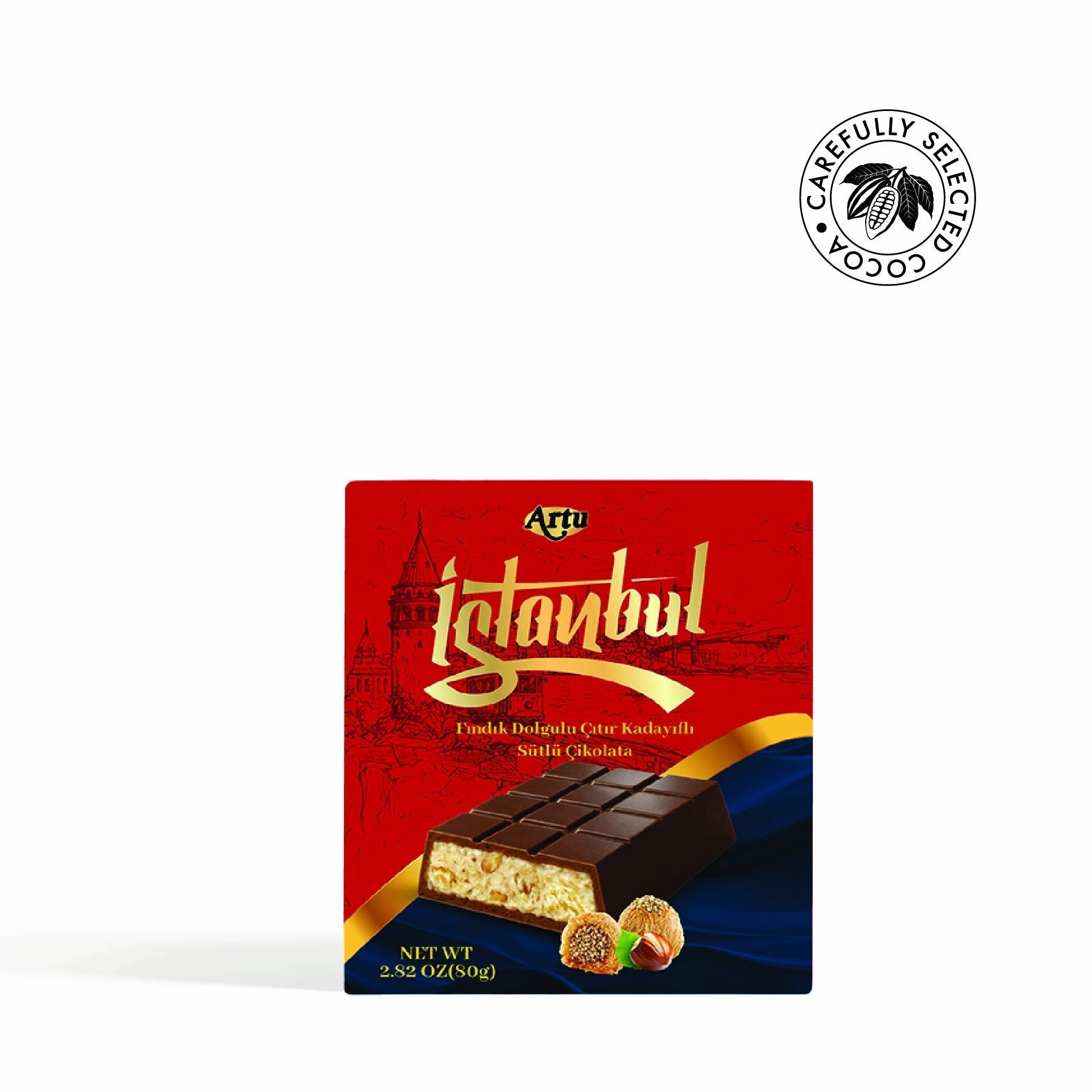 İstanbul Fındık Dolgulu Çıtır Kadayıflı Sütlü Çikolata 80g