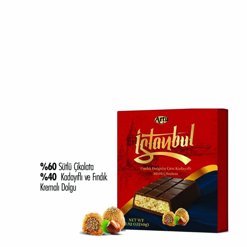 İstanbul Fındık Dolgulu Çıtır Kadayıflı Sütlü Çikolata 80g (6'lı Paket)