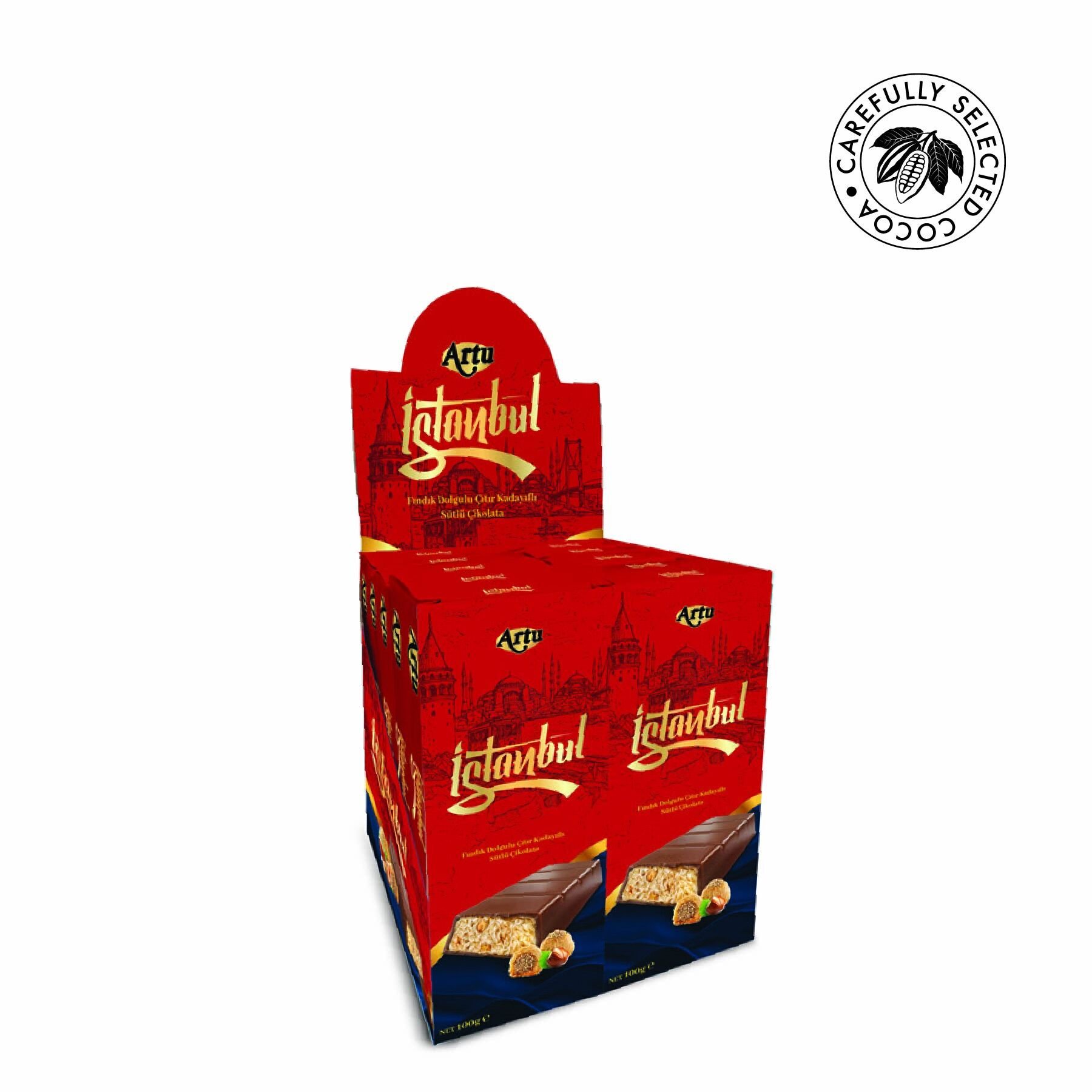 İstanbul Fındık Dolgulu Çıtır Kadayıflı Sütlü Çikolata 100g (10'lu Paket)