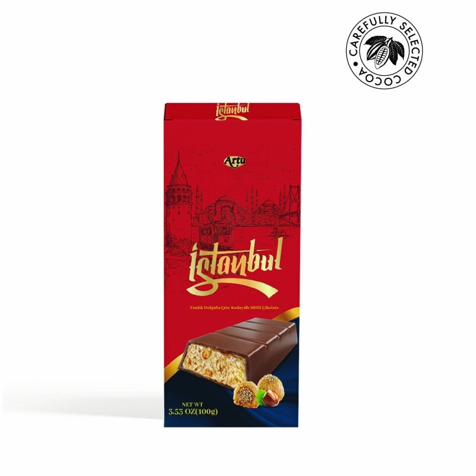İstanbul Fındık Dolgulu Çıtır Kadayıflı Sütlü Çikolata 100g