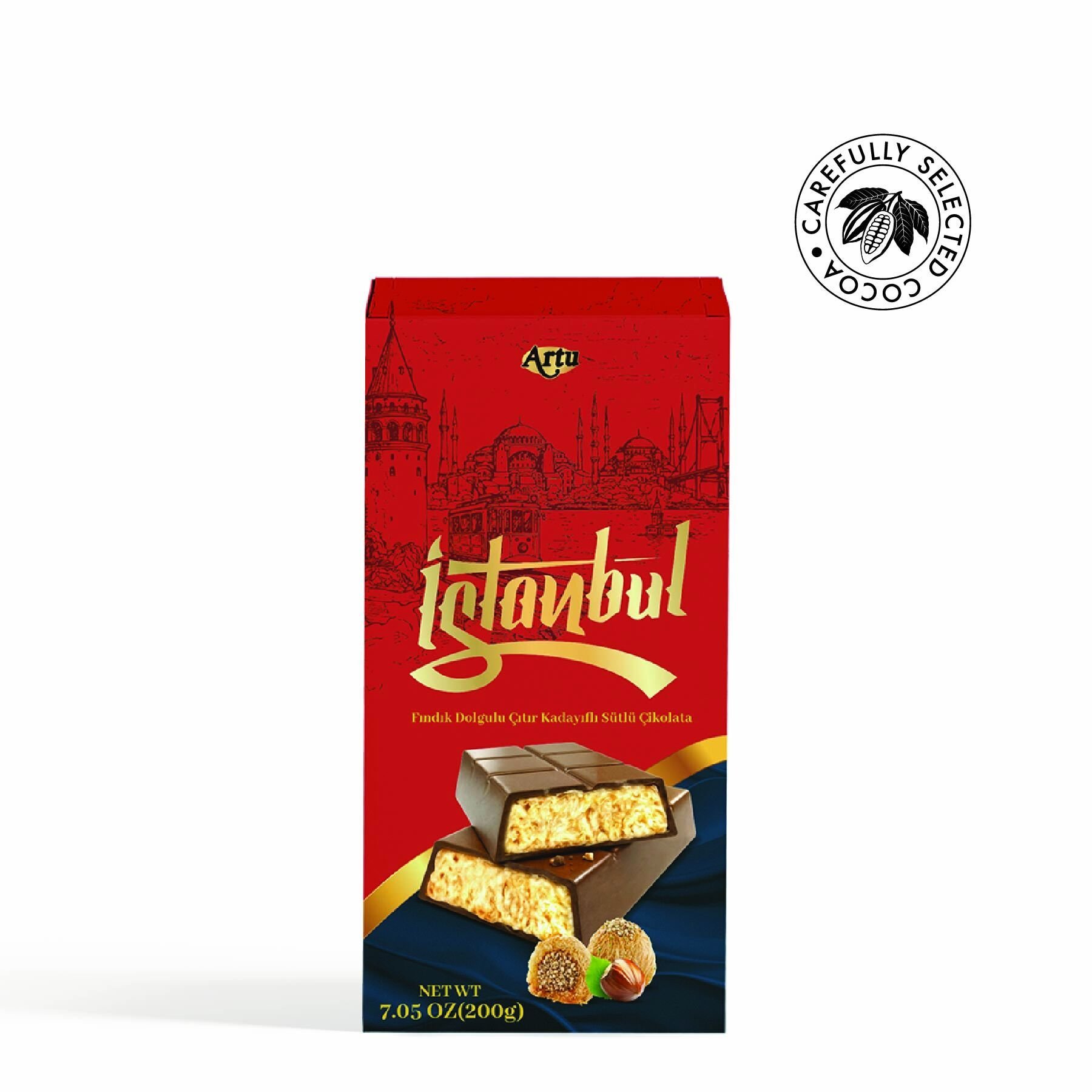 İstanbul Fındık Dolgulu Çıtır Kadayıflı Sütlü Çikolata 200g