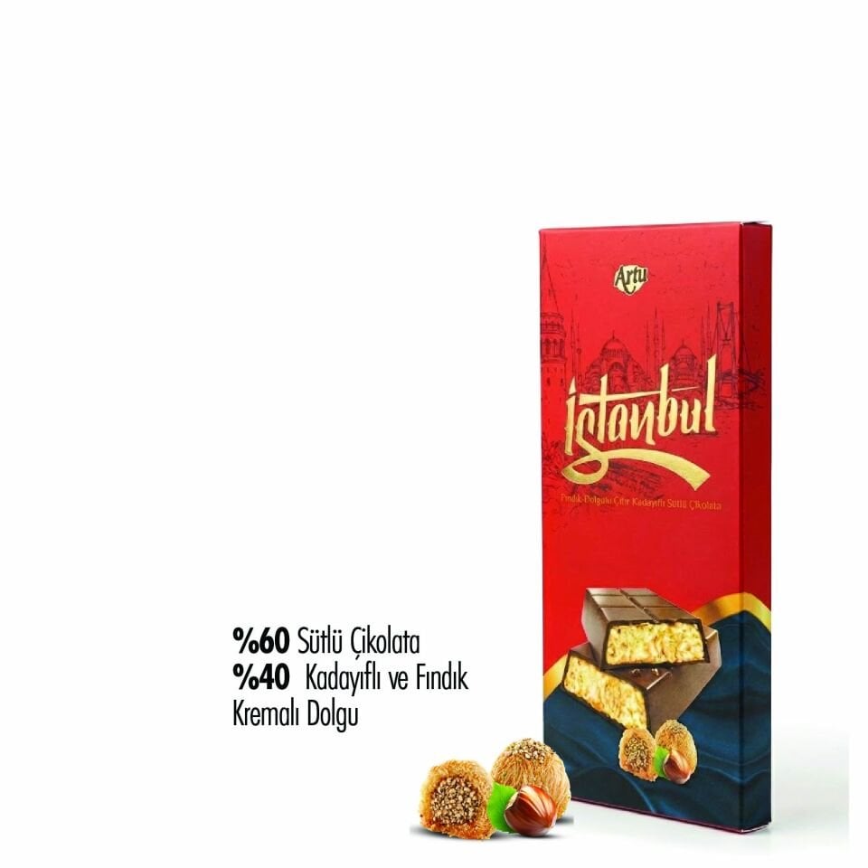 İstanbul Fındık Dolgulu Çıtır Kadayıflı Sütlü Çikolata 200g (6'lı Paket)