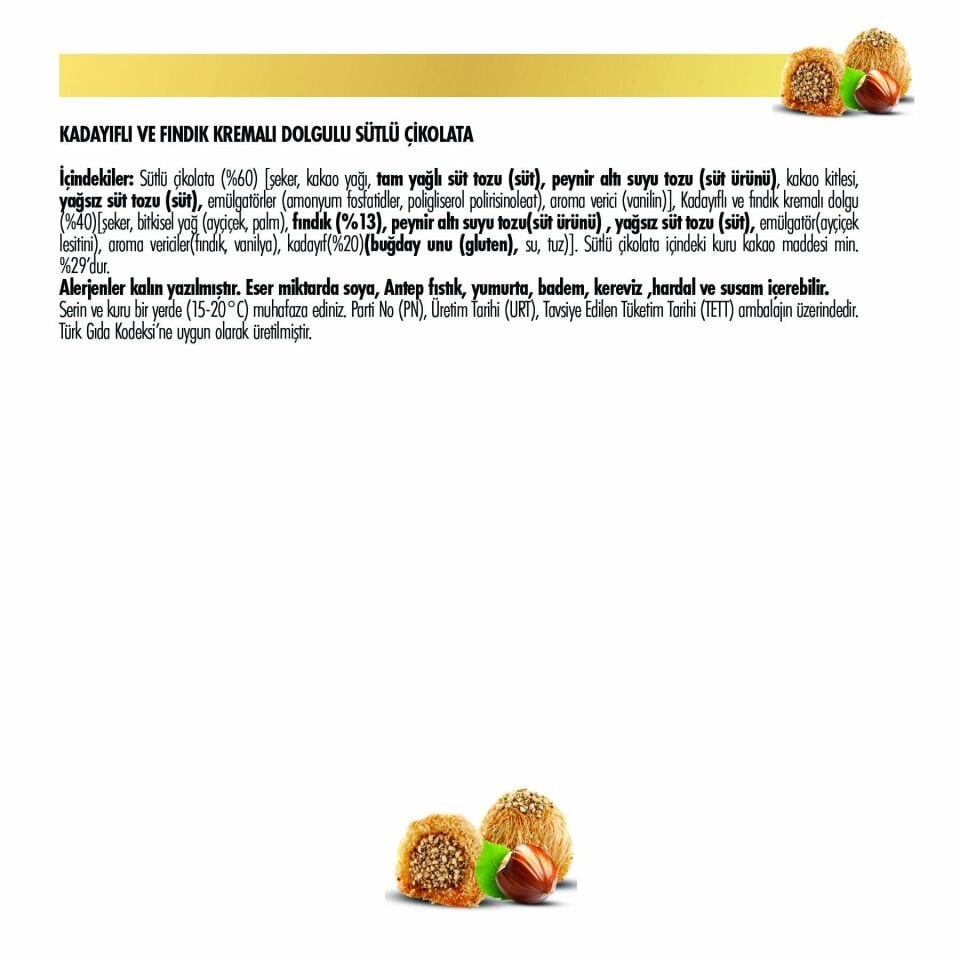 İstanbul Fındık Dolgulu Çıtır Kadayıflı Sütlü Çikolata 200g