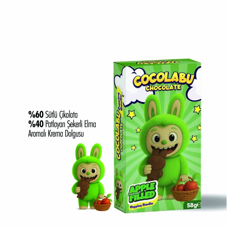 Cocolabu Elma Aroma Dolgulu Çikolata, 58 g (24'lü Paket)