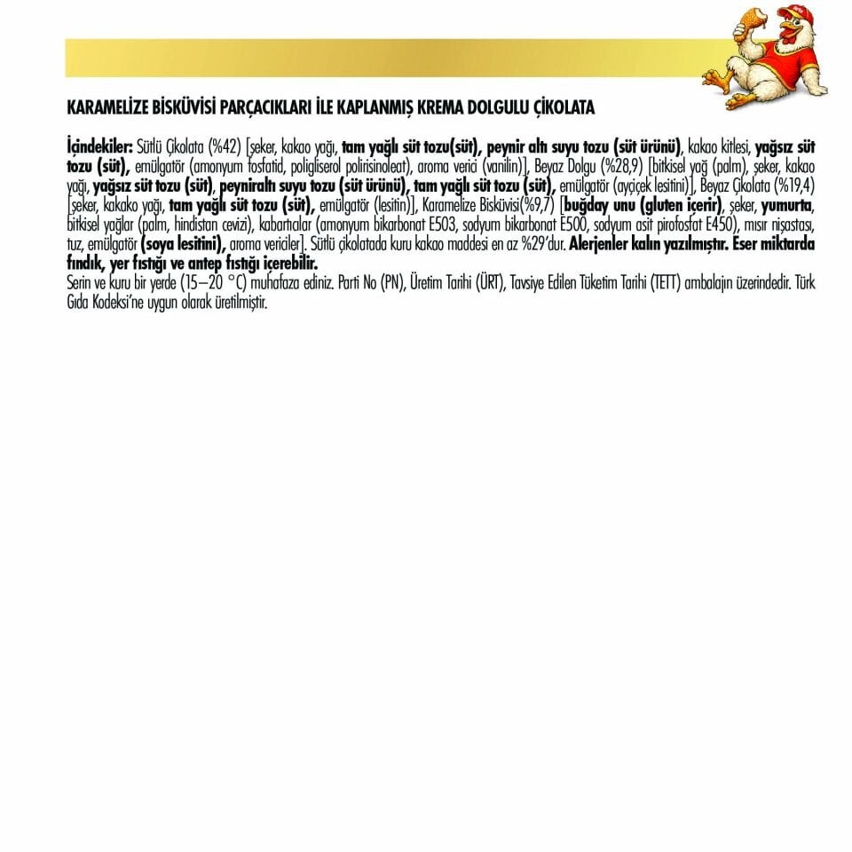 Chicko Karamelize Bisküvisi Parçacıkları ile Kaplanmış Krama Dolgulu Çikolata, 50g